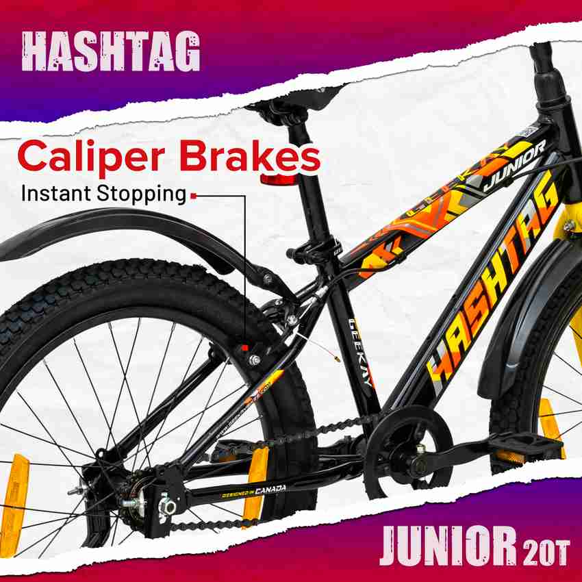 Geekay Hashtag Junior 20T Single Speed Kids Cycle Black 20 T BMX