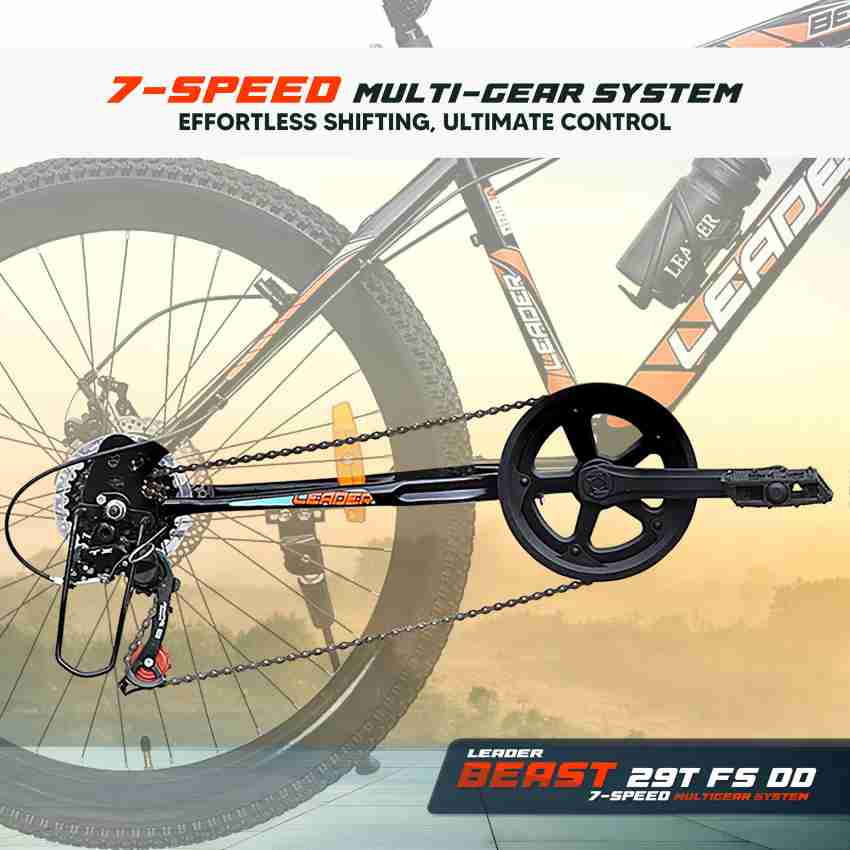 LEADER Beast 29T Multispeed 7 Speed Bike Dual Disc Brake 29 T Mountain Cycle Price in India Buy LEADER Beast 29T Multispeed 7 Speed Bike Dual Disc Brake 29