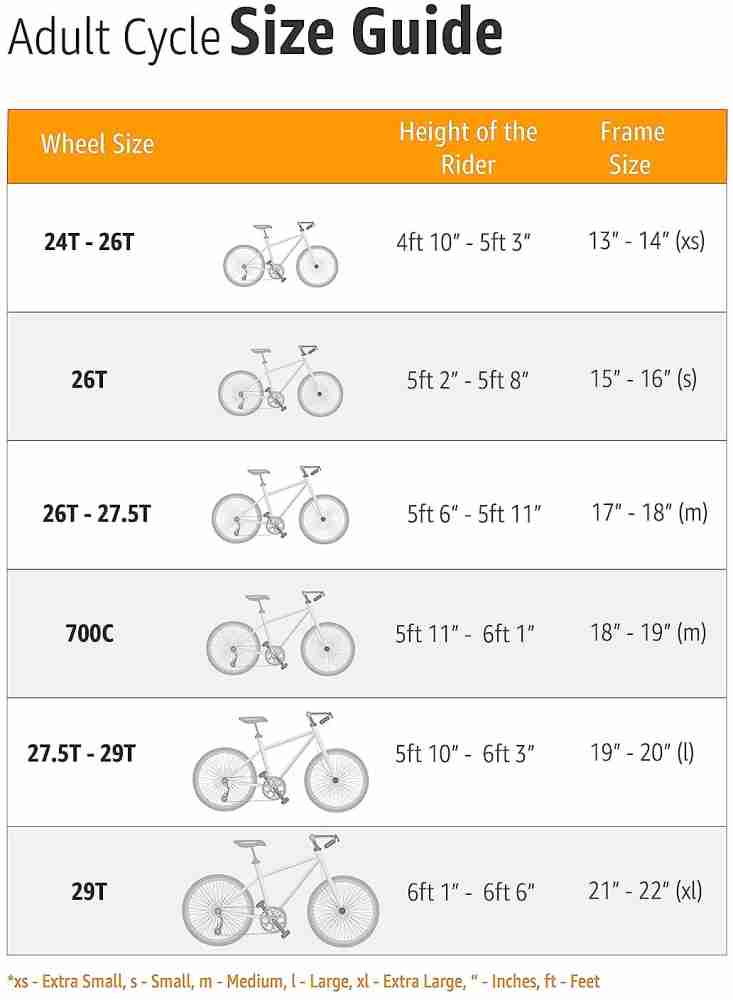 Folding bike shop size chart