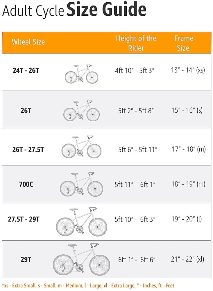 Mountain bike discount sizes in inches