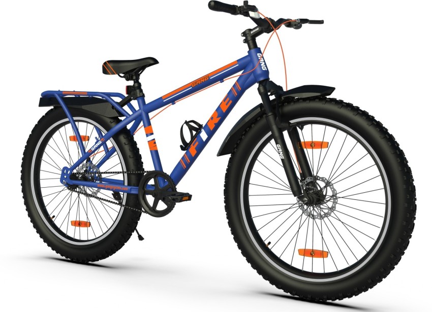 GANG Cycles Fire Front Suspension Dual Disc Brake Single Speed with IBC BLUE ORANGE 24 T Fat Tyre Cycle Price in India Buy GANG Cycles Fire Front Suspension Dual Disc Brake Single