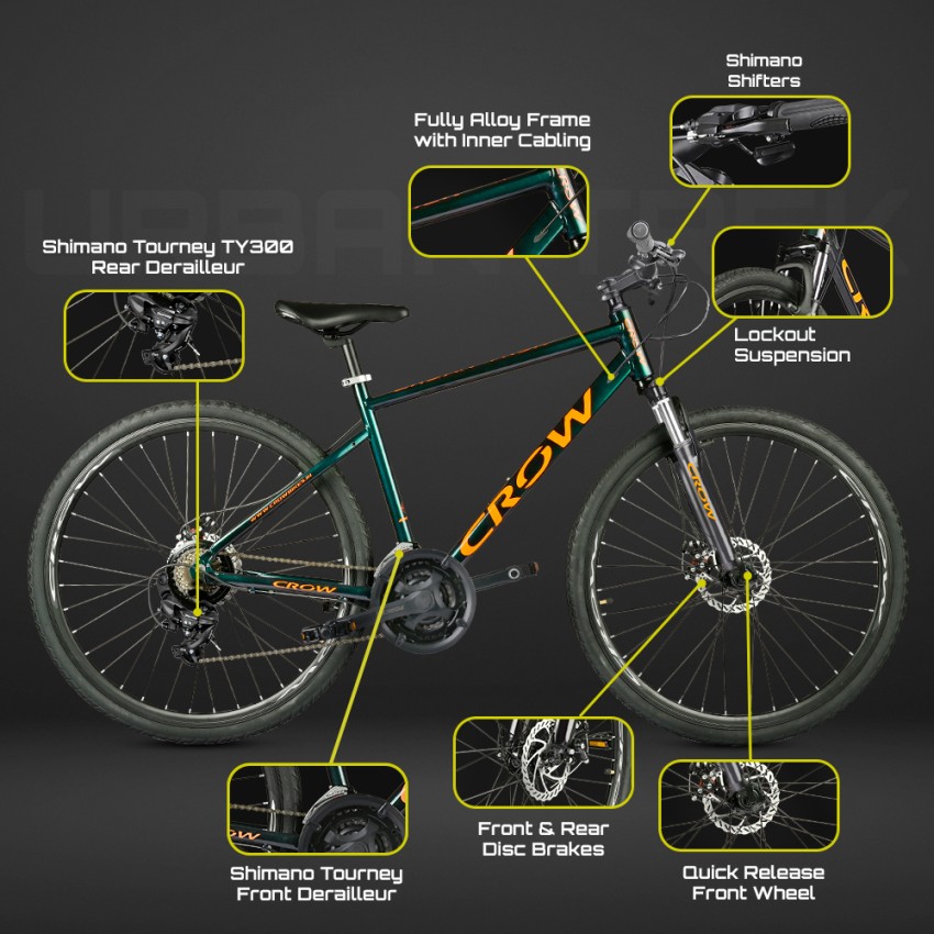 Crow URBAN TREK 21 6061 ALLOY FRAME FULLY FITTED FRONT