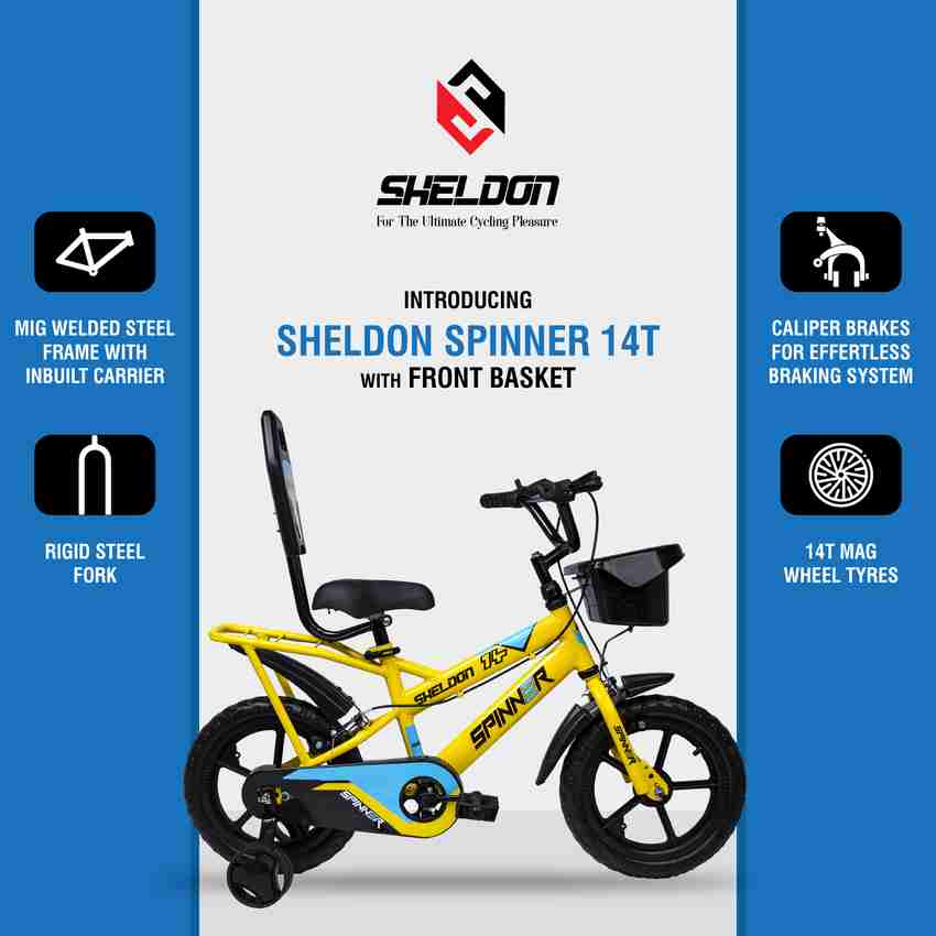 Sheldon Spinner 14T Kids Cycle with Training Wheels for Boys Girls Road Cycle 14 T Road Cycle Price in India Buy Sheldon Spinner 14T Kids Cycle with Training