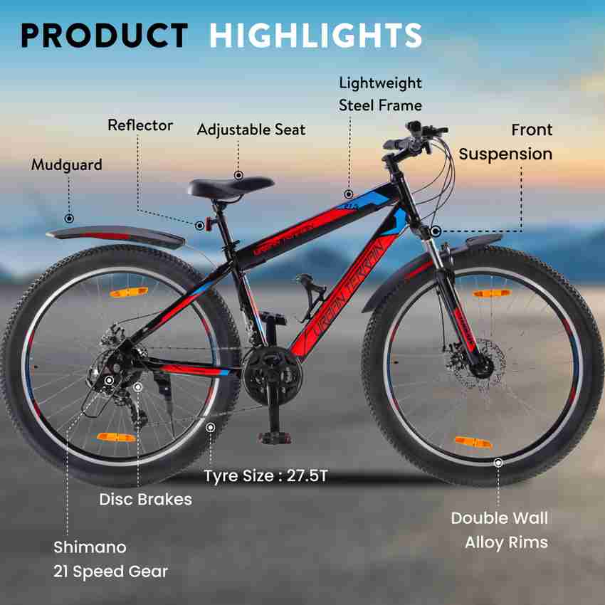 Urban Terrain Mountain Bike Shimano Geared Cycles for Men with Dual Disc Brake MTB UT2000 27.5 T Road Cycle