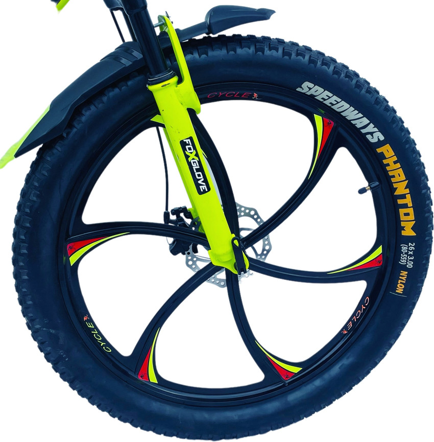 FOXGLOVE X FACTOR 26.300 IBC F GREEN 6 SPOKE MAGNESIUM WHEEL FAT TIRE TUBE 90 FITTED 26 T Fat Tyre Cycle Price in India Buy FOXGLOVE X FACTOR 26.300 IBC F GREEN