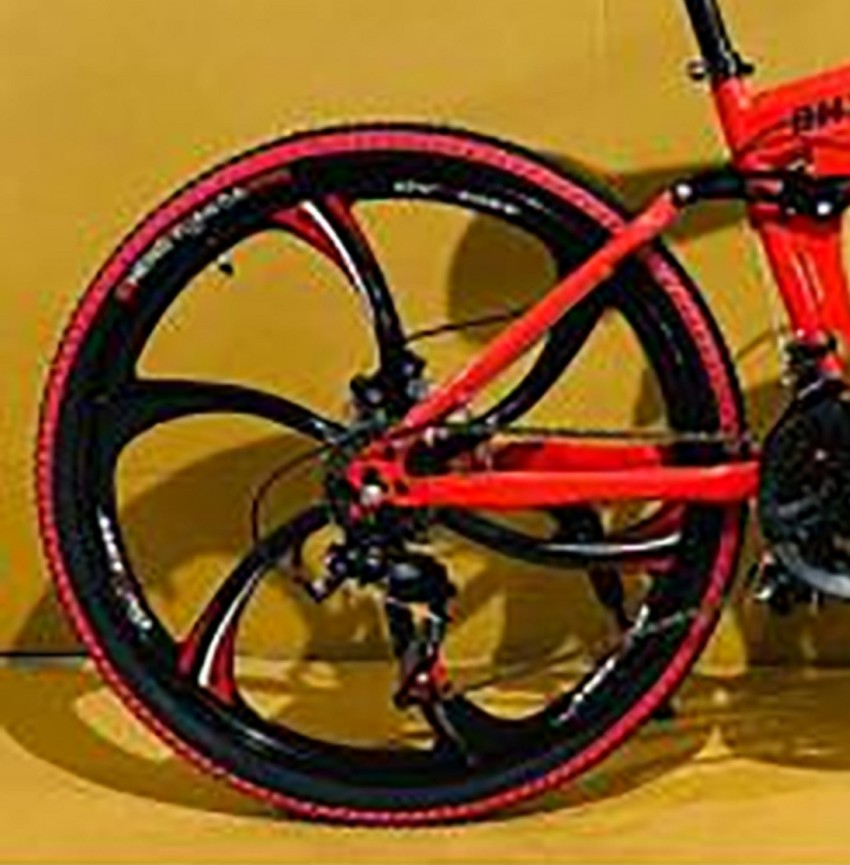 Red folding online bike