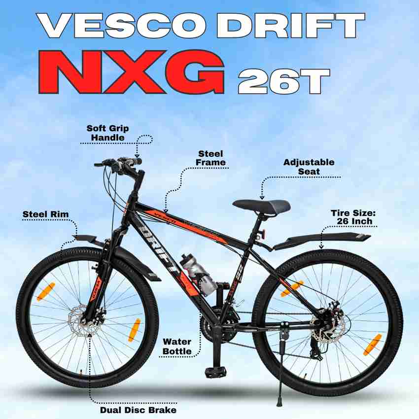VESCO Drift NXG 26T MTB with Gear for Adults 26 T Mountain Cycle Price in India Buy VESCO Drift NXG 26T MTB with Gear for Adults 26 T Mountain Cycle online