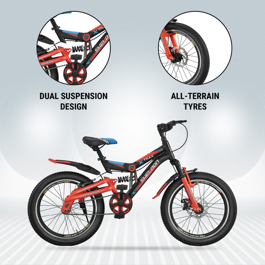 Sheldon X Trax Cycle for Kids with Dual Suspension Black Red 20 T Mountain Cycle Price in India Buy Sheldon X Trax Cycle for Kids with Dual Suspension Black Red 20 T Mountain