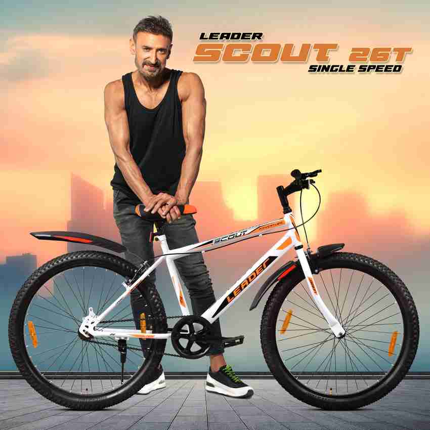LEADER Scout MTB 26T Mountain Bicycle without Gear Single Speed for Men White 26 T Mountain Cycle Price in India Buy LEADER Scout MTB 26T Mountain Bicycle without Gear Single
