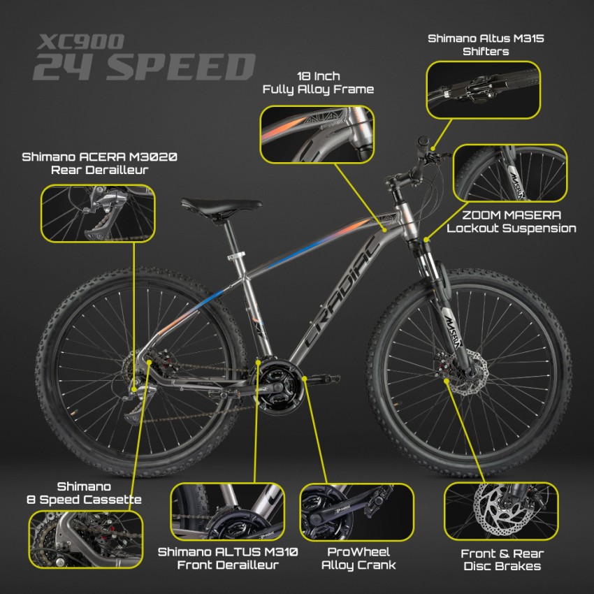 CRADIAC XC 900 24 6061 ALLOY FRAME FULLY FITTED ZOOM LOCKOUT