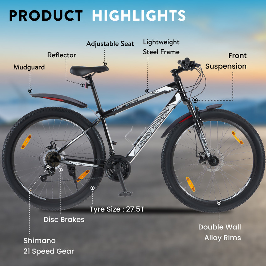 Urban Terrain Mounatin Bike Shimano Geared Cycles for Men with Dual Disc Brake MTB UT1000 27.5 T Road Cycle Price in India Buy Urban Terrain Mounatin Bike Shimano Geared Cycles for Men with Dual Disc ...