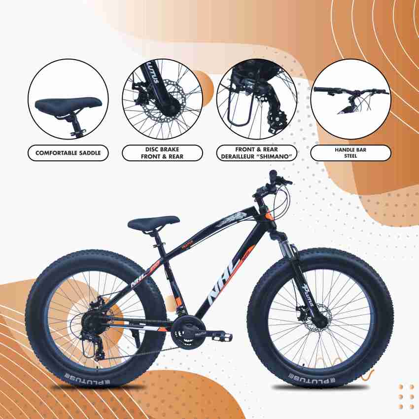 Buy AXAN Fat Bike with Dual Disc Breaks 21 Shimano Gears 26X4 Inch Tyres (1  Year Frame Warranty) (Black) for Men Online at Low Prices in India 