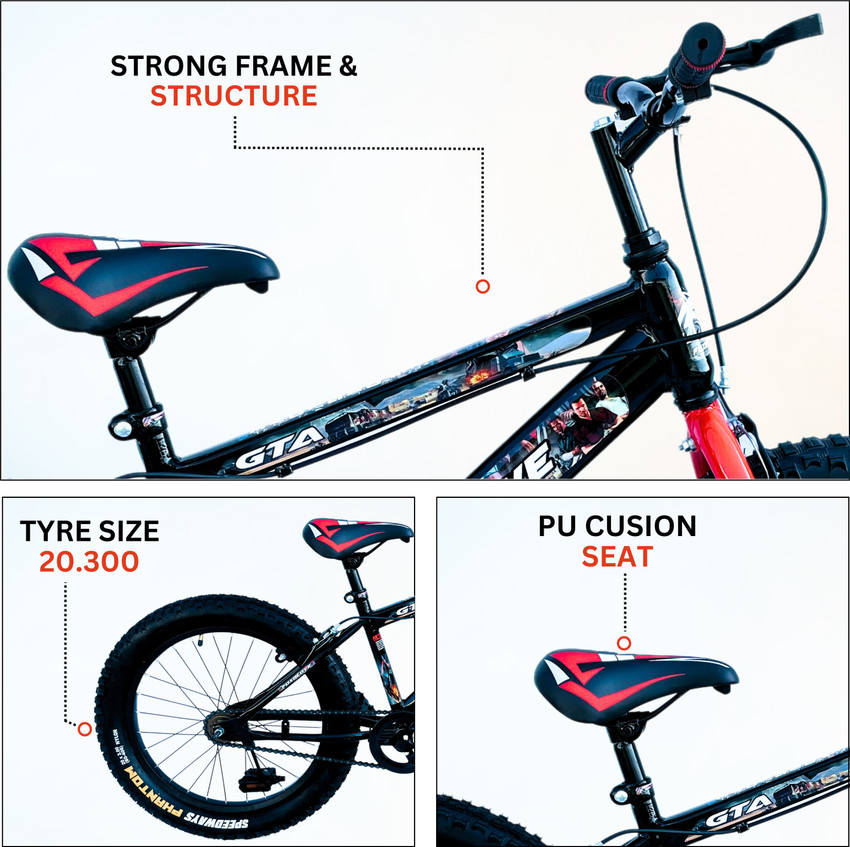 FOXGLOVE GTA edition 20 INCH FAT TYRE CYCLE IN RED BLACK FOR AGE 5 TO 10 YRS 90 FITTED 20 T Fat Tyre Cycle Price in India Buy FOXGLOVE GTA