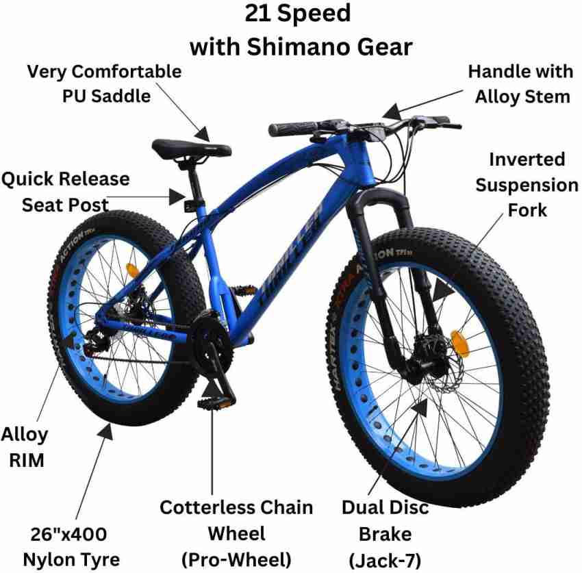 Thriller JAGUAR 26x400 85 Pre Assembled Dual Disc Jack 7 Inverted Suspension Fat Bike 27.5 T Mountain Cycle Price in India Buy Thriller JAGUAR 26x400 85 Pre Assembled Dual Disc Jack 7 Inverted Suspens...