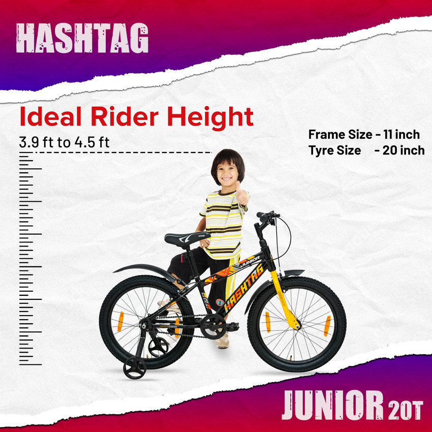 Geekay Hashtag Junior 20T Single Speed Kids Cycle Black 20 T BMX