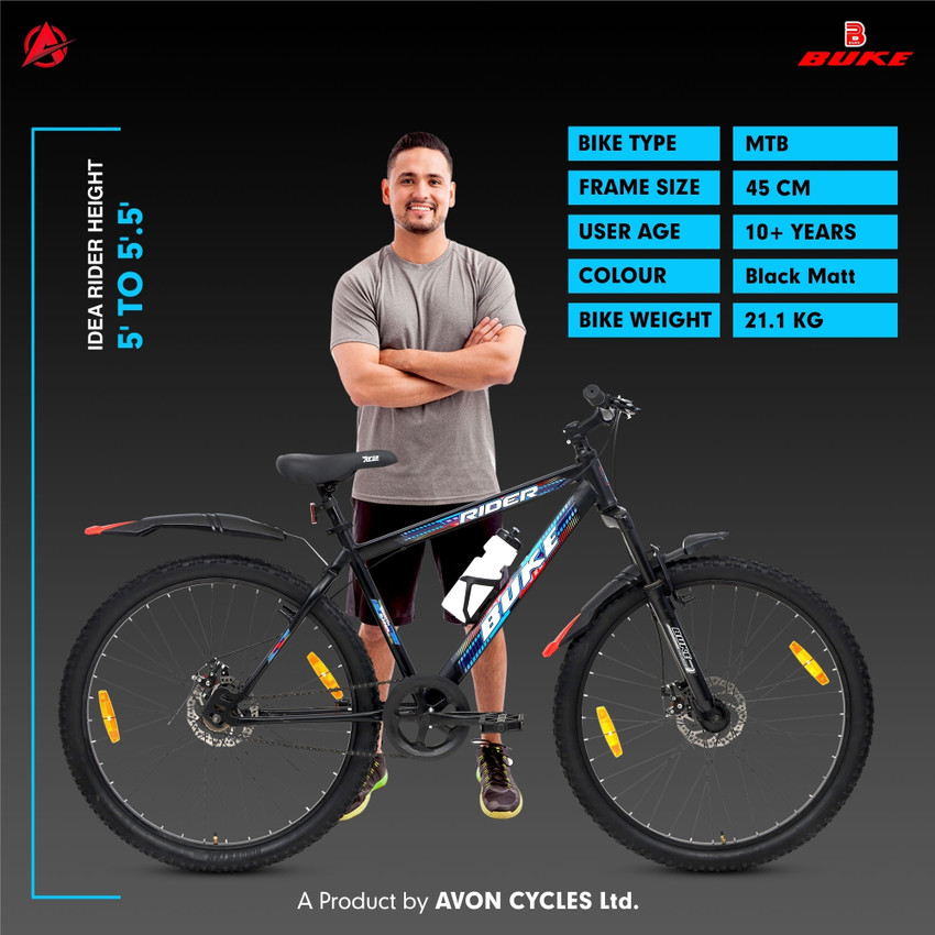AVON Buke Rider 27.5T Stylish Matt Black MTB with Suspension and Disc Brakes 27.5 T Hybrid Cycle City Bike Price in India Buy AVON Buke Rider 27.5T Stylish Matt Black MTB with