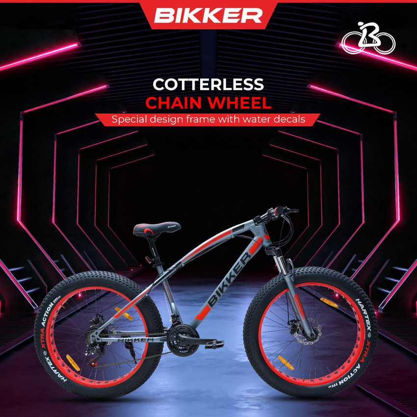 BIKKER Fat Tyre Cycle for Men with Dual Disc Brake Front Suspension 26 T Fat Tyre Cycle Price in India Buy BIKKER Fat Tyre Cycle for Men with Dual Disc Brake