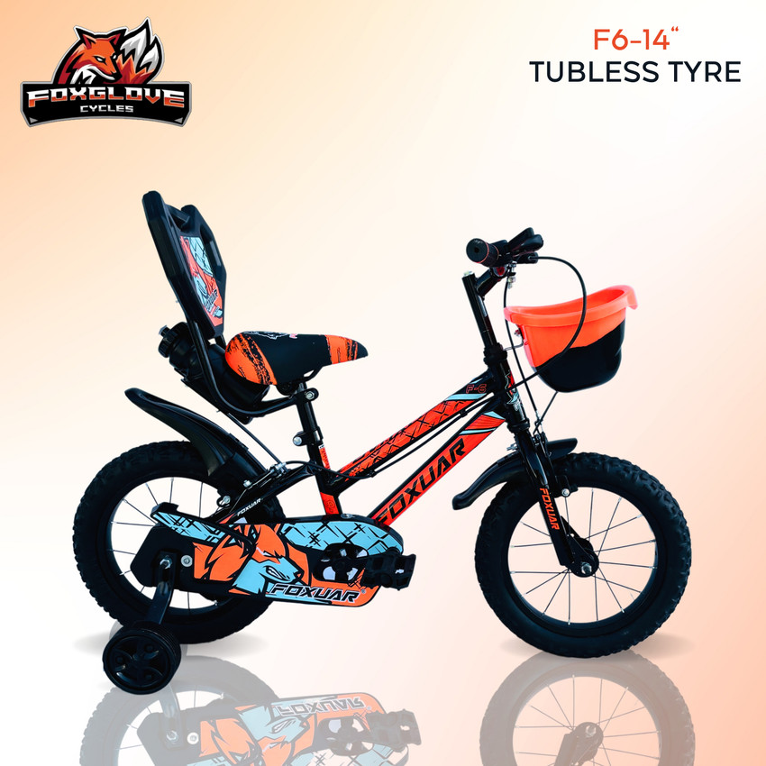 FOXGLOVE FOXUAR 14 INCH FLOURESCENT ORANGE TUBELESS TYRE FOR AGE 2
