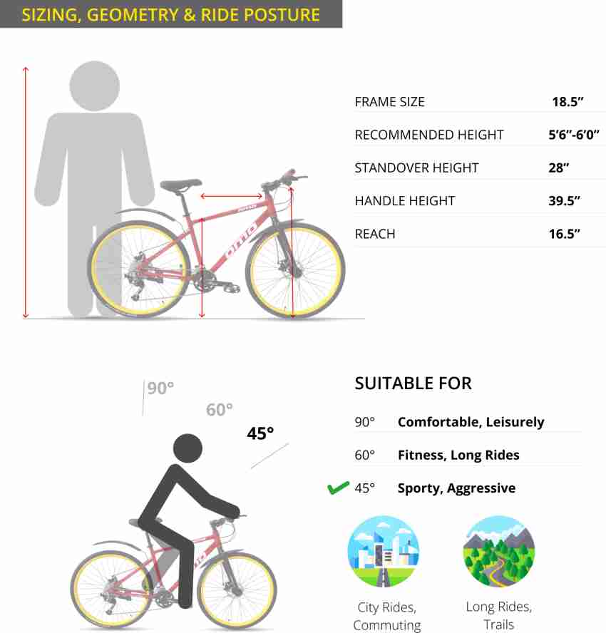 18 bike 2025 frame size chart