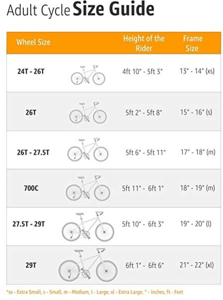 City bike size online chart