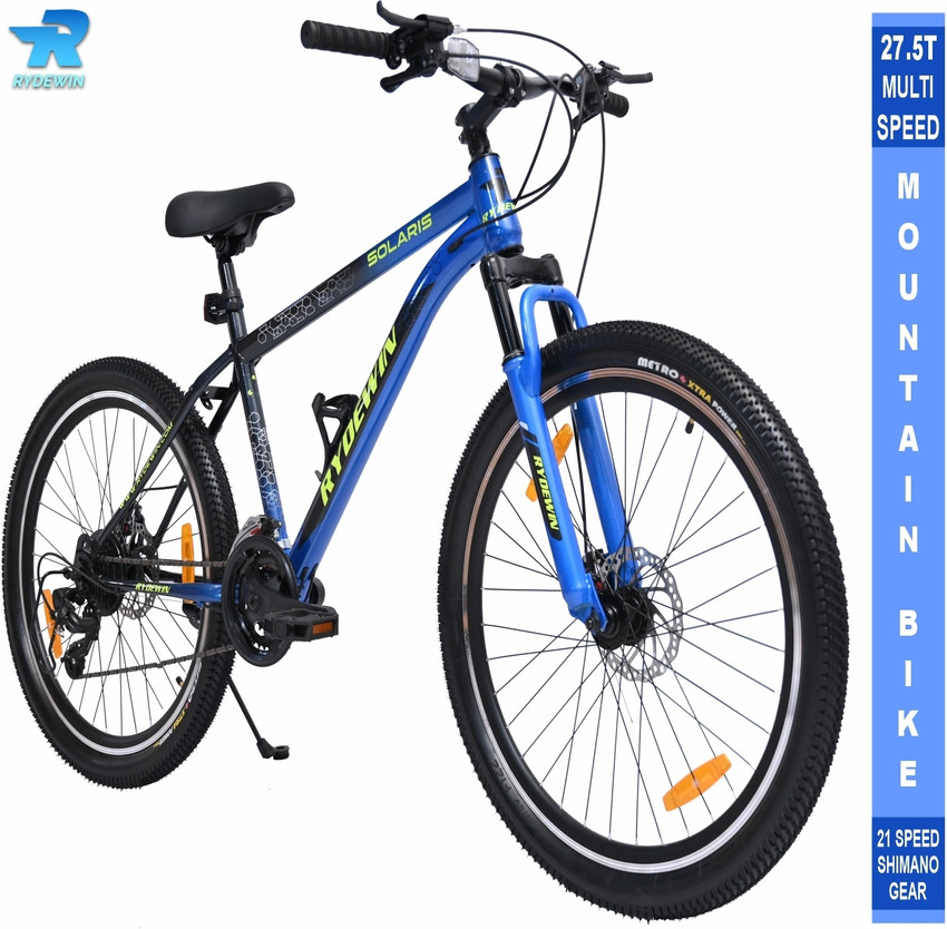 RYDEWIN Solaris 27.5T Blue Multi Speed 21 Gears Bicycle for Young Generation 26 T Mountain Cycle Price in India Buy RYDEWIN Solaris 27.5T Blue Multi Speed 21 Gears Bicycle for Young