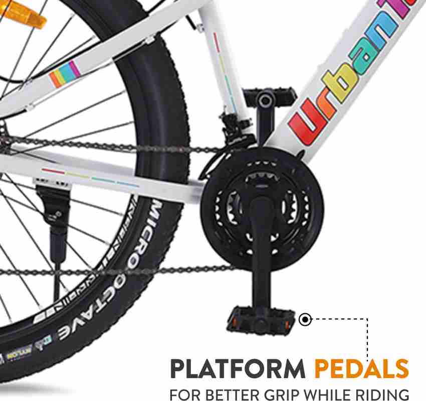 Urban Terrain PRIDE21S27TWHITE Steel Mountain Bike With Cycling