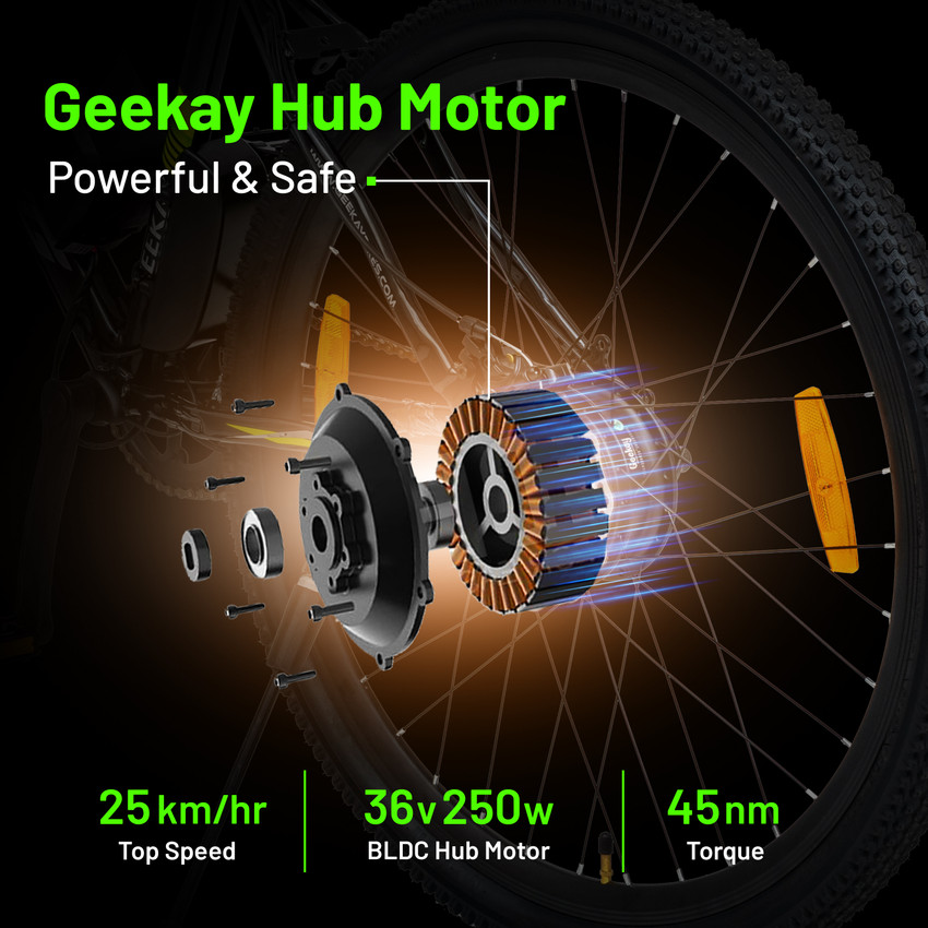 Geekay Hashtag 27.5 SS Electric bike with Front Suspension Dual Disc Brake Black Green 27.5 T Hybrid Cycle City Bike Price in India Buy Geekay Hashtag 27.5 SS Electric bike with Front Suspension