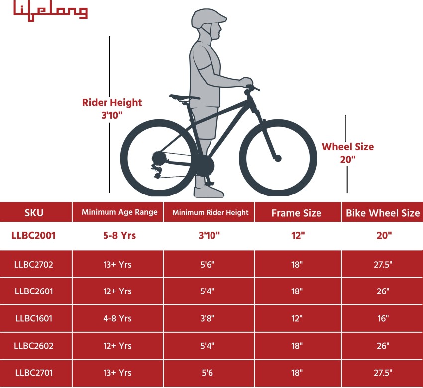 Cycle tyre discount size by height