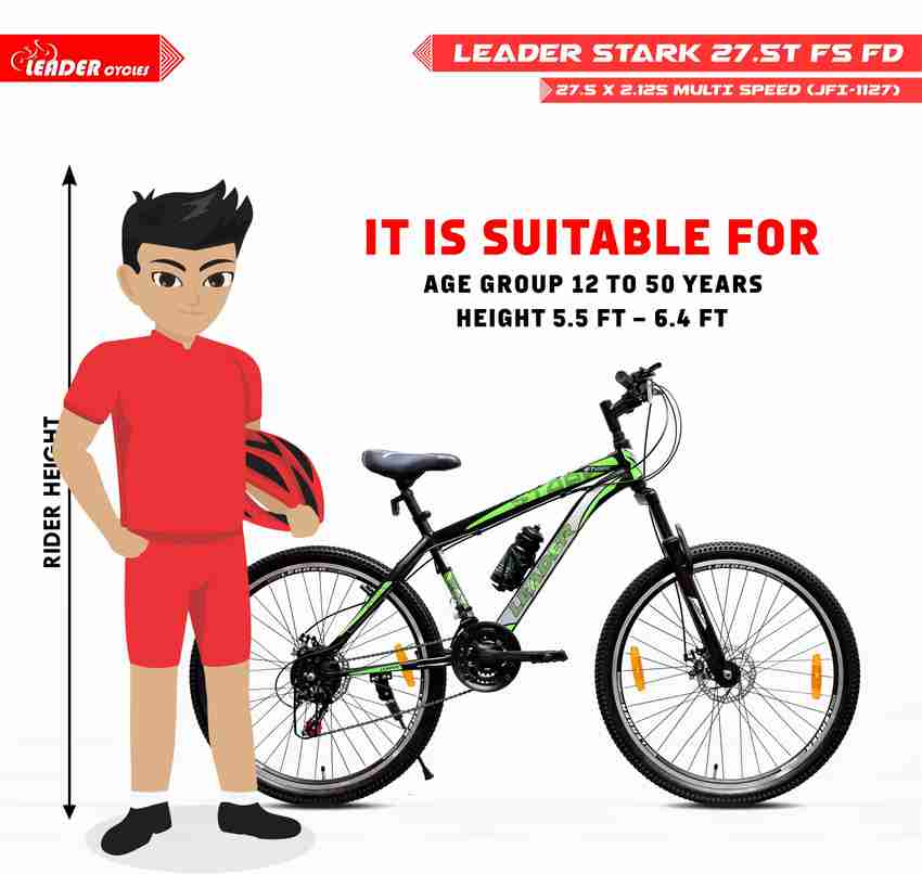 LEADER Stark 27.5T 21 Speed MTB cycle with Dual Disc Brake and