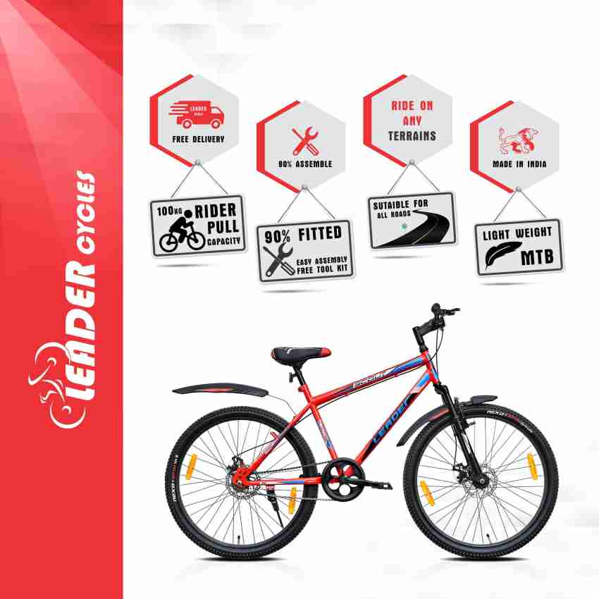 LEADER SCOUT Mountain Bicycle Bike Without Gear with FS DD Brake 26 T Mountain Cycle