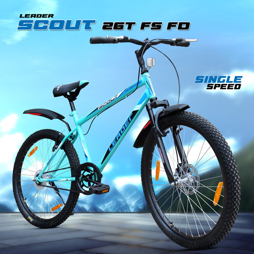 LEADER Scout 26T FRONT SUSPENSION FRONT DISC SEA GREEN BLACK for MTB Ride 26 T Mountain Cycle Price in India Buy LEADER Scout 26T FRONT SUSPENSION FRONT DISC SEA GREEN BLACK