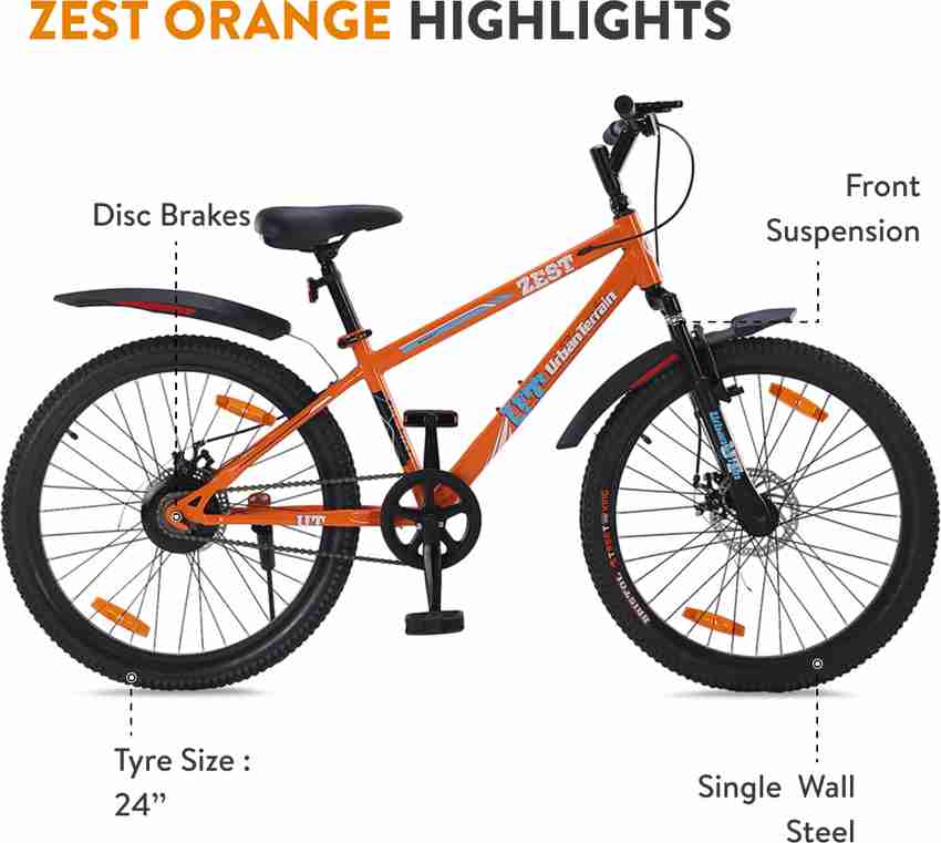 Urban Terrain ZEST24TORANGE Steel Mountain Bike With Cycling Event