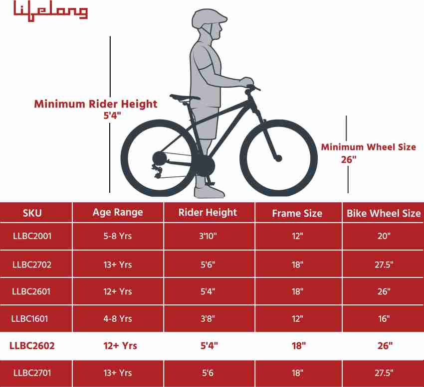 26 inch best sale bike height range