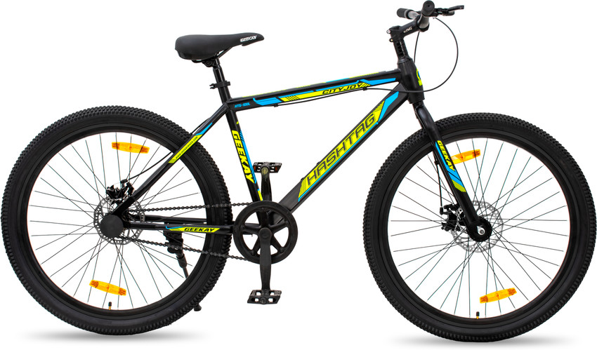 Geekay Hashtag 27.5T Single Speed Cycle with Dual disc Brakes Black Green 27.5 T Hybrid Cycle City Bike Price in India Buy Geekay Hashtag 27.5T Single Speed Cycle with Dual disc Brakes