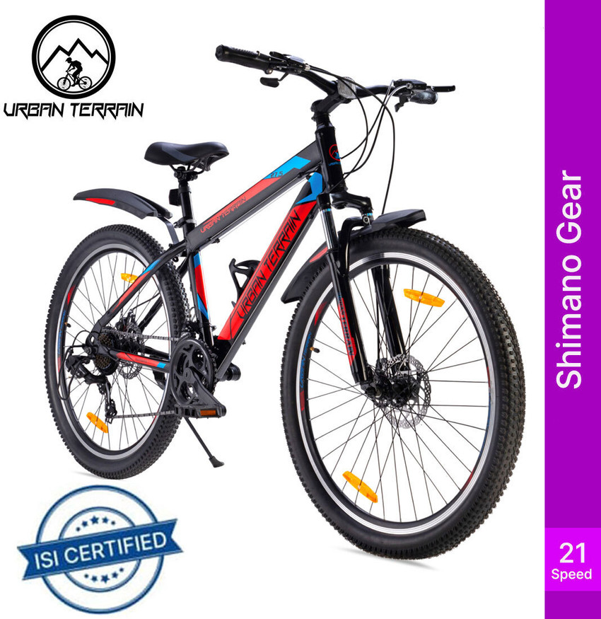Urban Terrain Shimano Geared Cycles for Men with Front Suspension Dual Disc Brake MTB UT2000 27.5 T Road Cycle