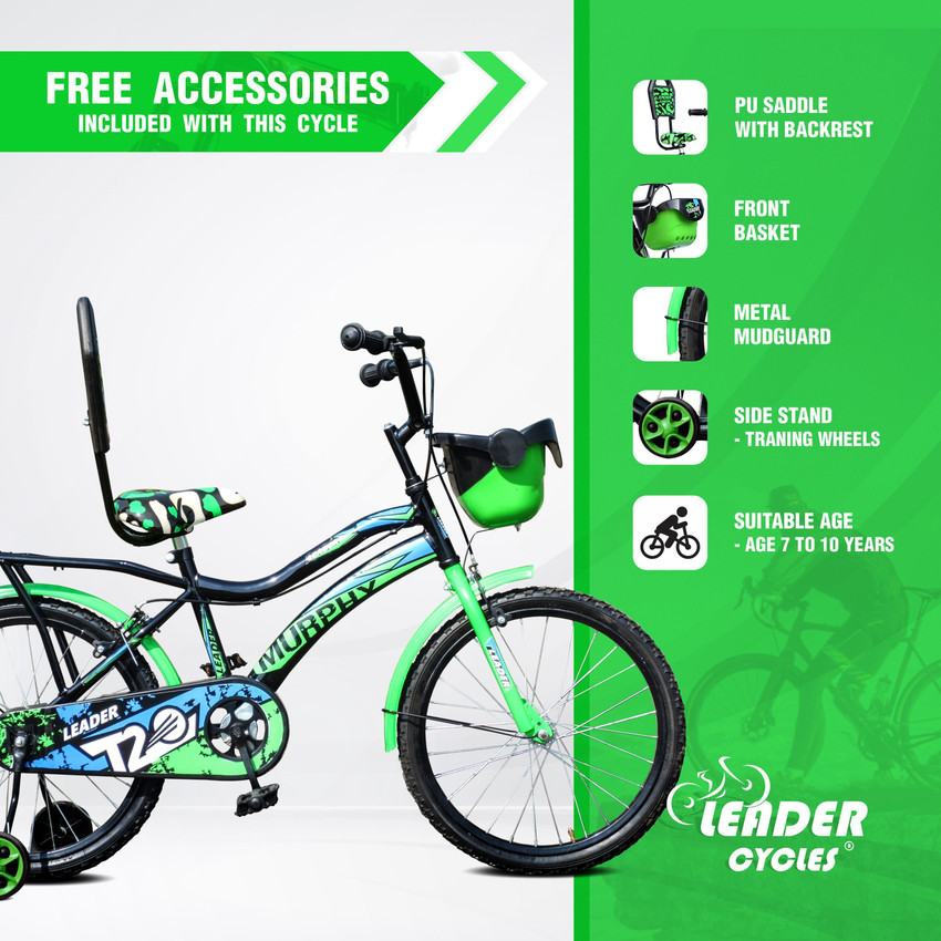LEADER Murphy 20T Kids Cycle with Training wheels For Age Group 5 to 9 Years 20 T Road Cycle Price in India Buy LEADER Murphy 20T Kids Cycle with Training wheels