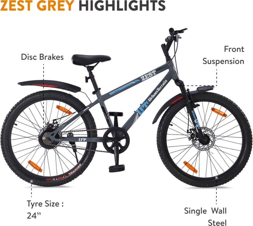 Urban Terrain ZEST24TGREY Steel Mountain Bike With Cycling Event