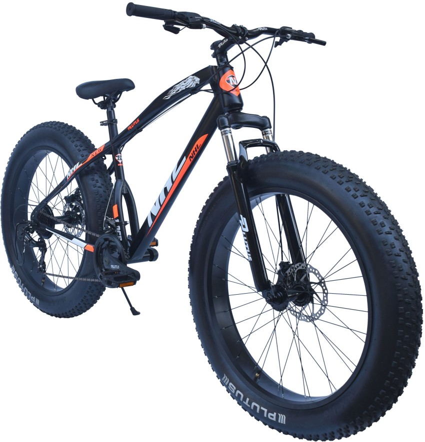 AXAN Fat Bike with Dual Disc Breaks 21 Shimano Gears 26X4 Inch Tyres (1  Year Frame Warranty) (Black) for Men