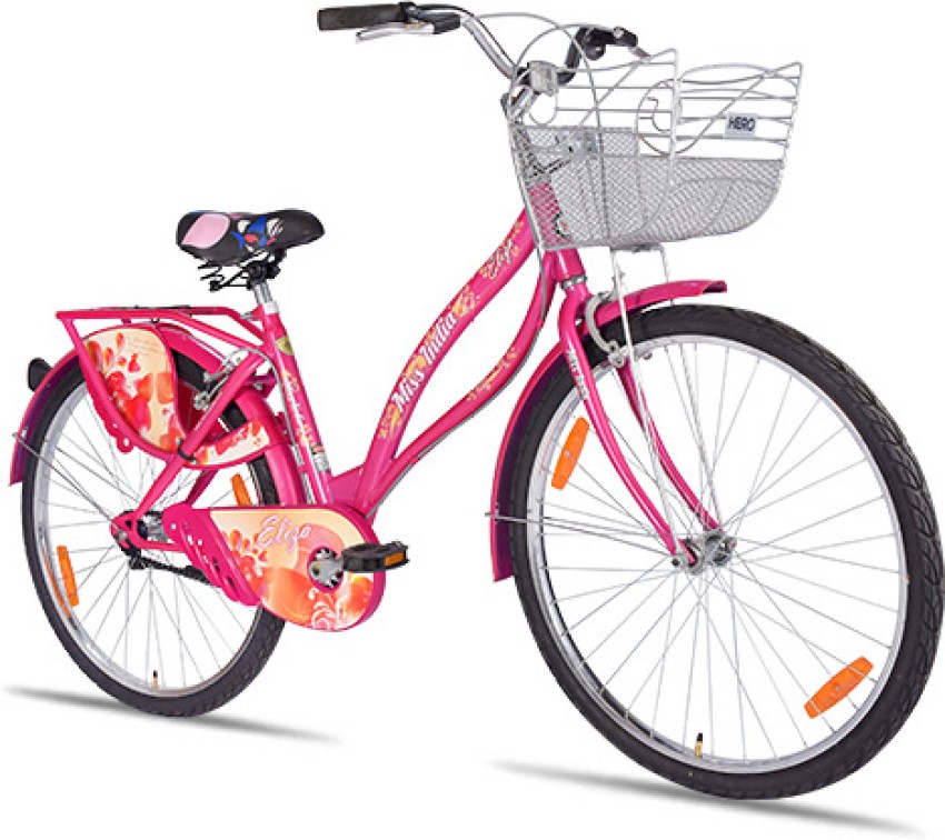 HERO CYCLES Eliza 26T Pink Bicycle with Basket Carrier 27.5 T