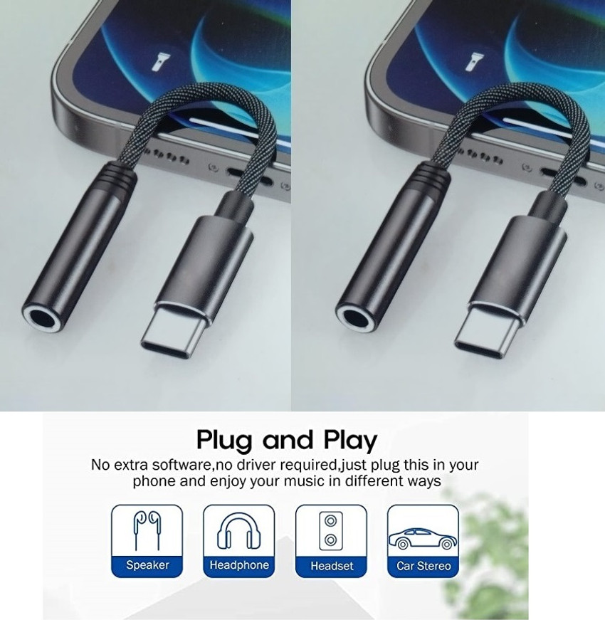 PREMBROTHERS AUX Cable 0.01 m Type C to 3.5 mm Audio Jack