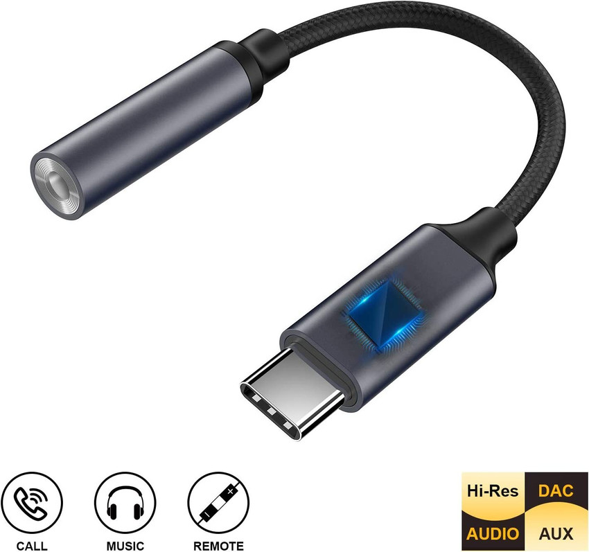 ASTOUND Black Grey 3.5 mm Audio Headphone Adapter USB C Phone