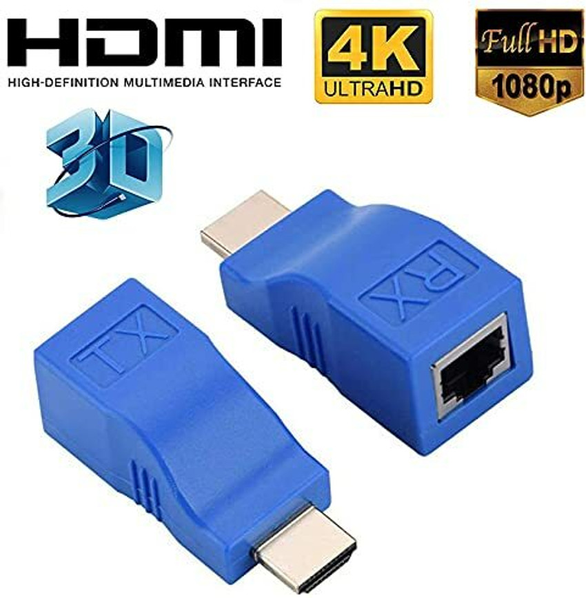 TERABYTE HDMI Adapter 0.05 m HDMI Extender by Ethernet LAN Cable TX RX Adapter Cat 5E 6 6E HDMI to RJ45 Network Cable Extender HD Converter Adapter Repeater Over Cat 5E 6 6E Support 1080p up to
