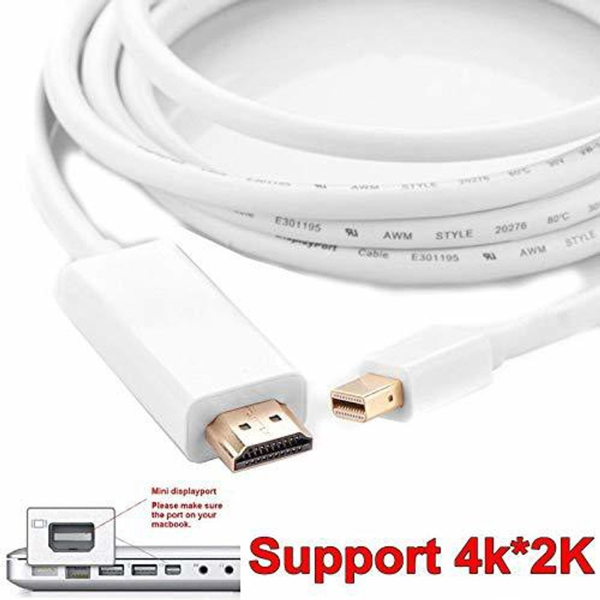 LipiWorld HDMI Cable 1.8 m Mini Display Port Male to HDMI Male Cable 1.8M MINIDP to HDMI