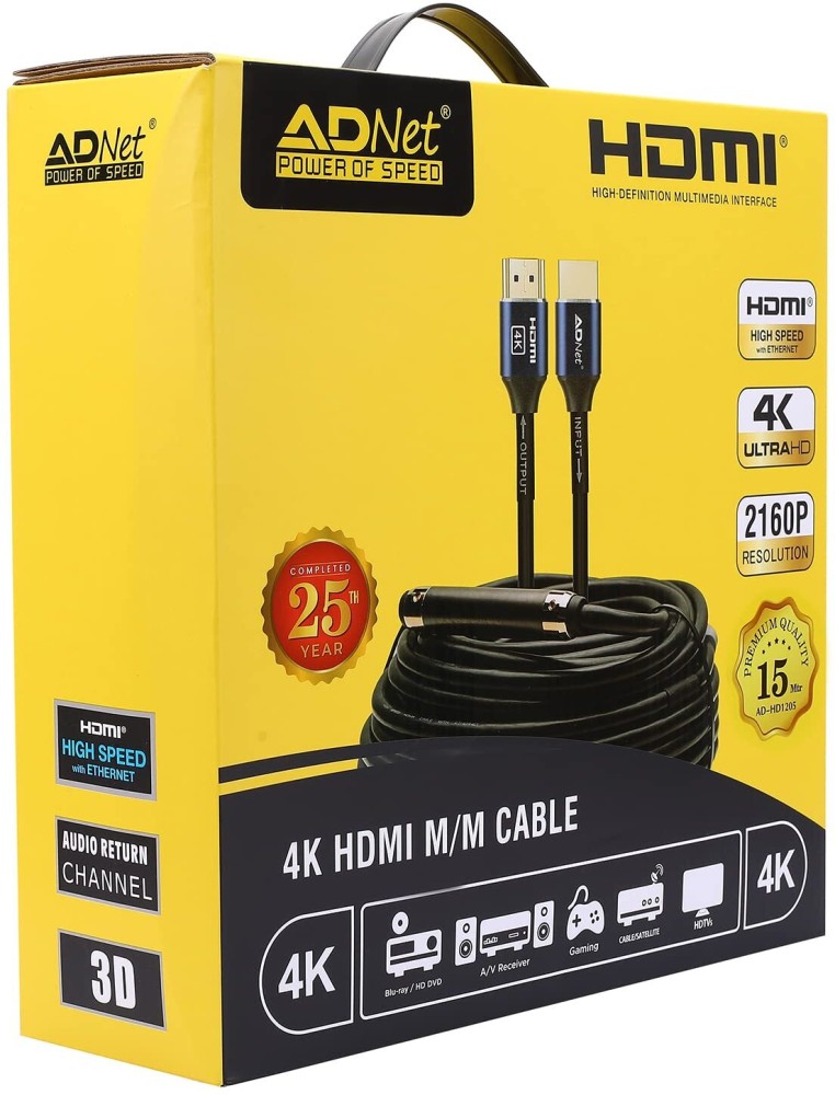 10m Fiber Optic HDMI Cable 4K 60Hz 1080p Ultra HD Video 3D HDCP CEC High  Speed HDMI Cord (33 Feet, Black)