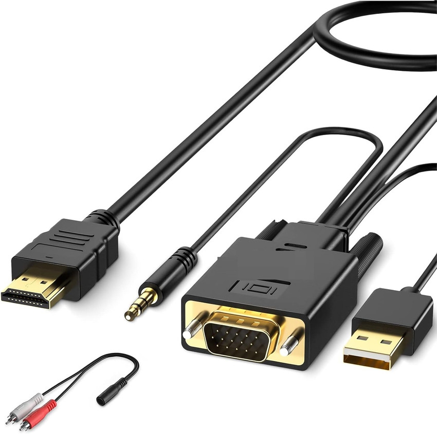 RuhZa HDMI Cable 3 m VGA to HDMI Adapter Cable 10FT 3M Old PC to New TV Monitor with HDMI RuhZa Flipkart