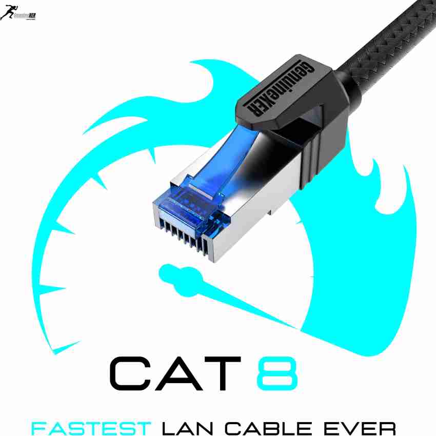 GenuineXER LAN Cable 5 m PVC & ABS Cat8 GXCAT81 Ethernet Cable (5 Meter) Top  Class Cat8 High Speed Lan Cable 40gbps 2000Mhz SFTP Turbox Network Cable /  Premium Cat8 Ethernet Cable