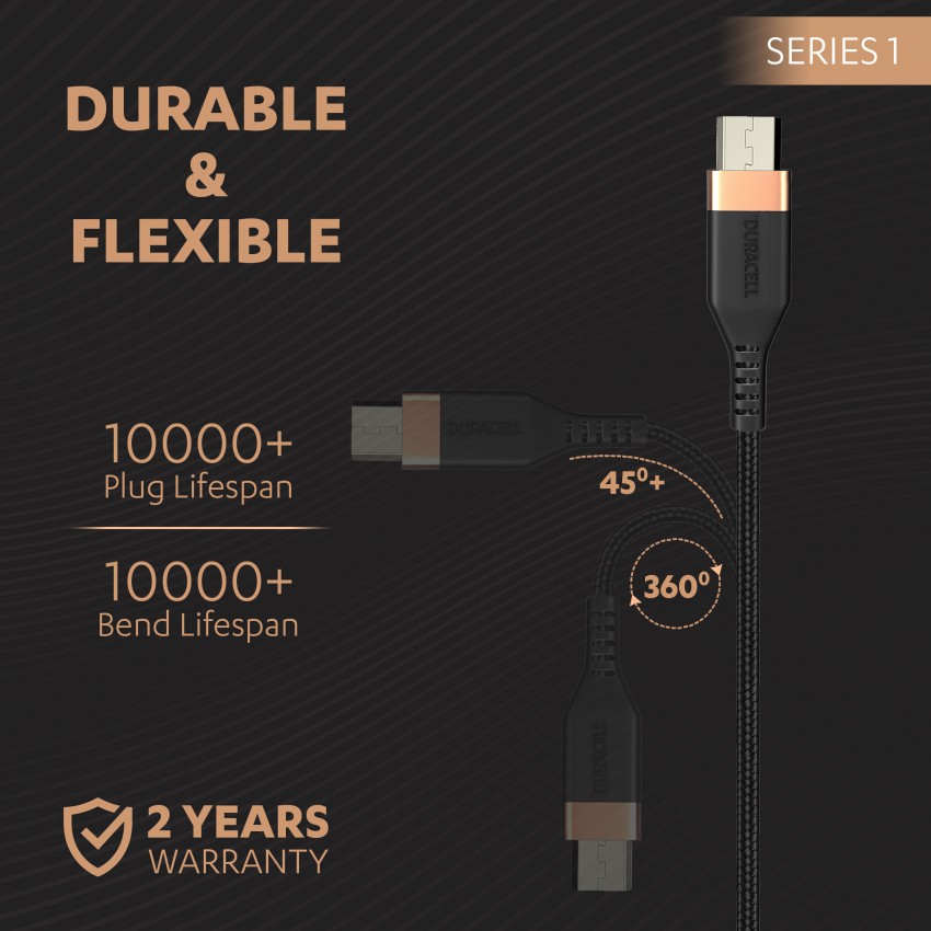 Duracell 1m USB-A to Lightning Cable – Duracell Charge