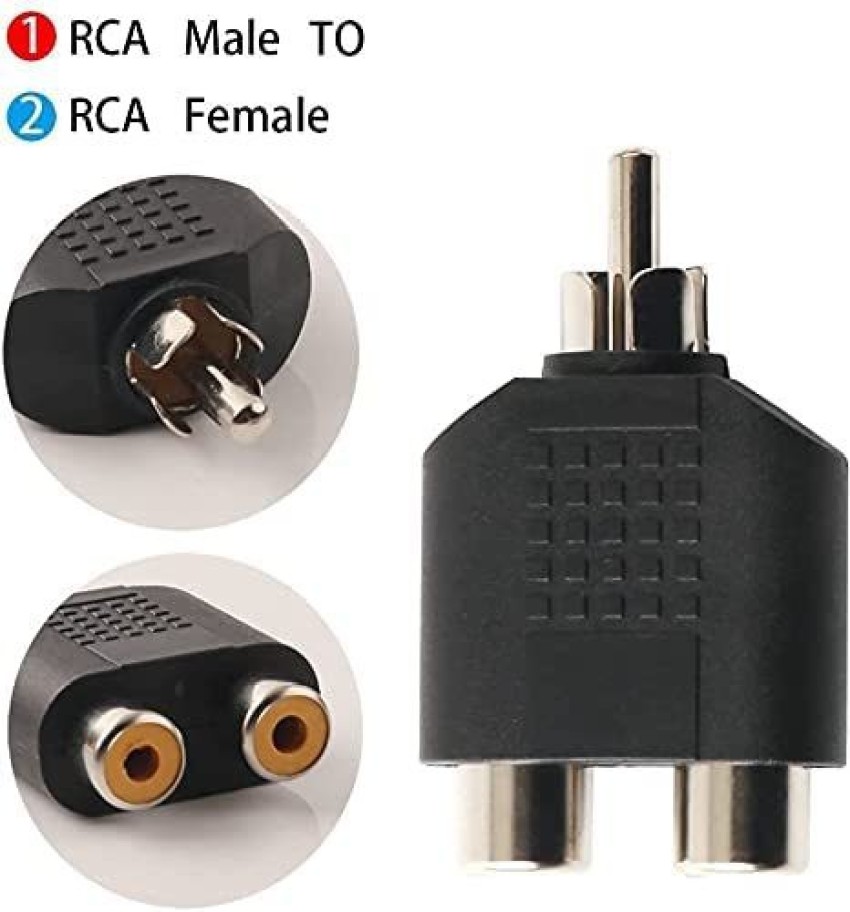 2pcs RCA 1 Female to 2 Male Connector Y Splitter Audio Jack Cable