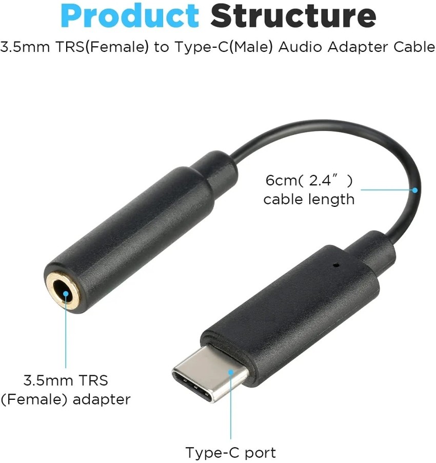 30cm USB Type C to 3.5mm Audio Adapter Cable USB C to Aux Audio