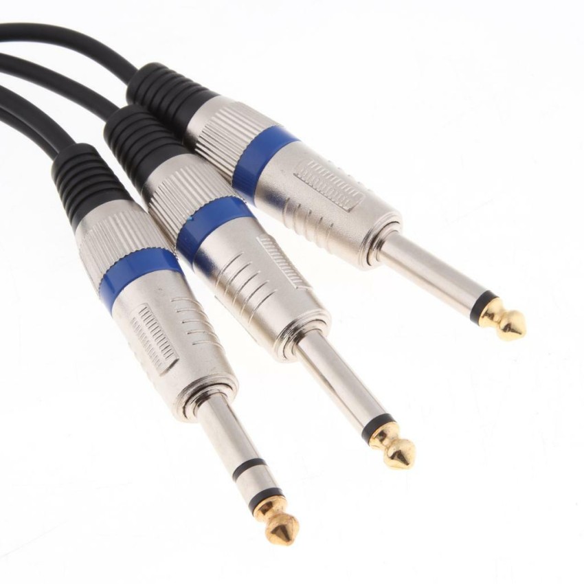 1/8 TRS STEREO TO DUAL 1/4 TS MONO Y SPLITTER CABLE 3.5MM AUX MINI JACK  STEREO